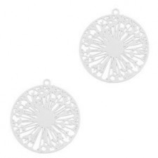 Metal Bohemian pendant Wish flower Silver